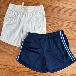 Champion /Wonder Nation Little girls Navy & Beige pull on active shorts 2 pieces